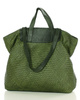 Torba damska pleciona shopper & shoulder leather bag - MARCO MAZZINI zielony militare