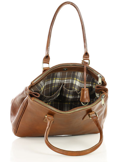 Torebka skórzana dwukomorowa kuferek premium - MARCO MAZZINI brązowy