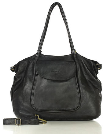 MARCO MAZZINI Torebka skórzana shopper bag ispirato dalla natura czarna