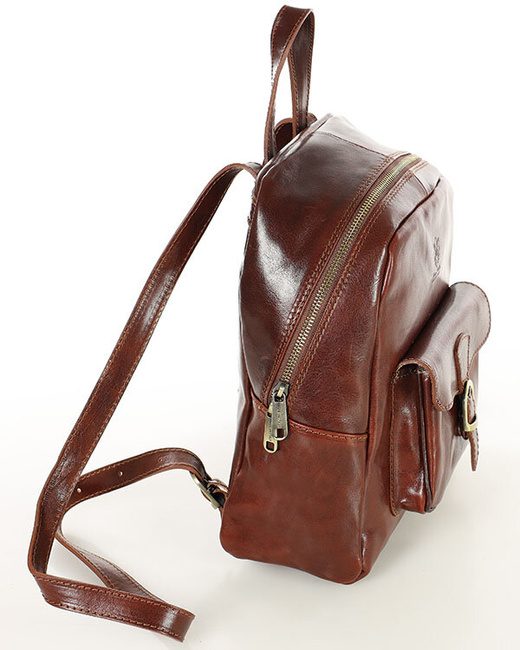 Elegancki plecak damski skórzany premium MARCO MAZZINI brązowy