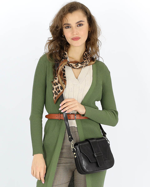 Torebka skórzana crossbody bag MAZZINI VERONA - czarna