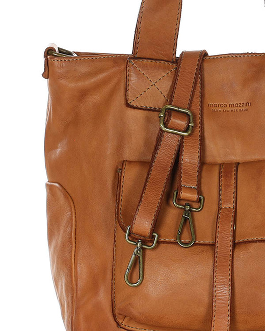 Torebka miejska skórzana w harmonii z naturą MARCO MAZZINI brąz camelowy