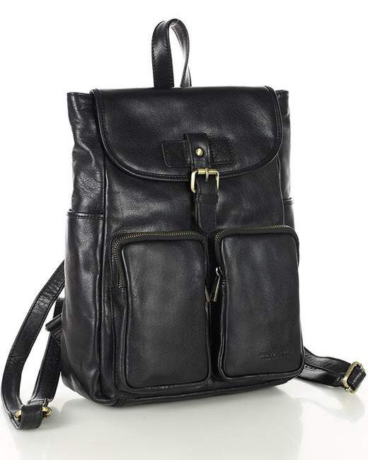 Damski plecak miejski skórzany A4 retro style - MARCO MAZZINI czarny