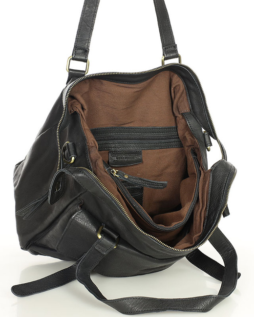 Torba skórzana shopper biznesowy z przegrodą - MARCO MAZZINI czarny