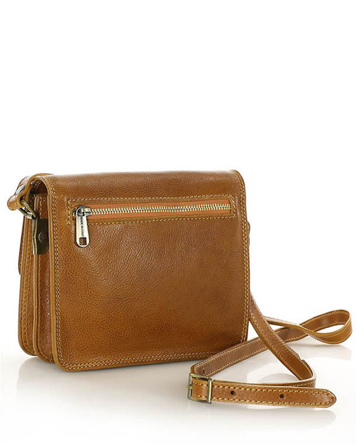 Torba skórzana kwadratowa premium Florence bag - MARCO MAZZINI camelowa