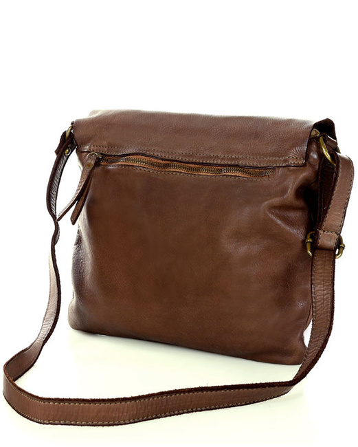 Torebka skórzana listonoszka stylowy minimalizm ala messenger leather bag - MARCO MAZZINI brąz