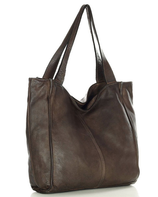 MARCO MAZZINI Torebka miejski shopper bag skóra naturalna handmade brąz