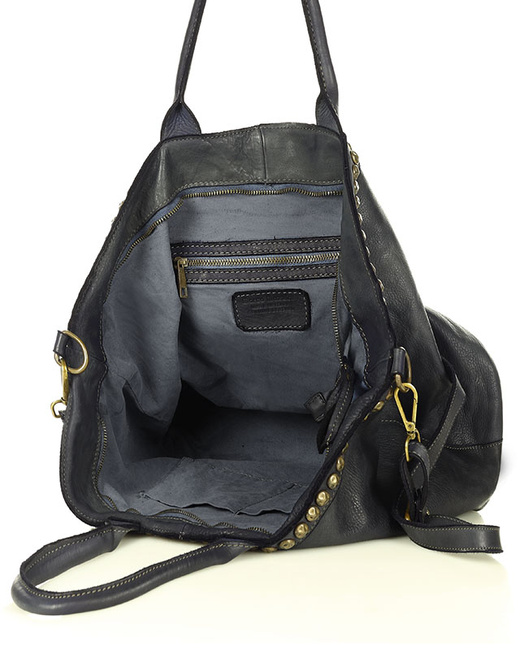 Duża torebka skórzana oversize style shopper bag - MARCO MAZZINI czarny