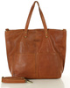Torebka skórzana brązowa camelowa duża typu shopper - MARCO MAZZINI