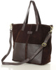 Torebka damska shopper duża zamszowa z kieszonkami – MARCO MAZZINI ciemnobrązowa