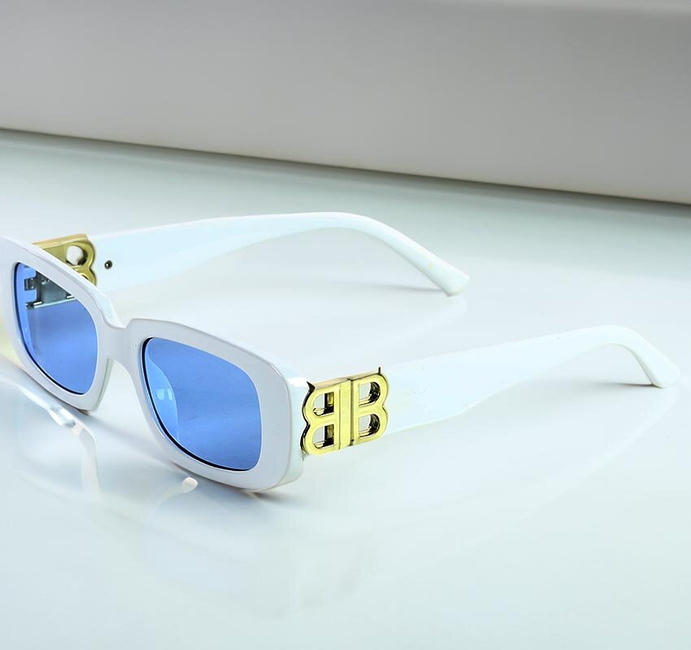Prostokątne okulary przeciwsłoneczne damskie VOUGE STYLE białe