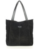 Miękka torba zamszowa skórzana shopper na ramię - MARCO MAZZINI - czarny