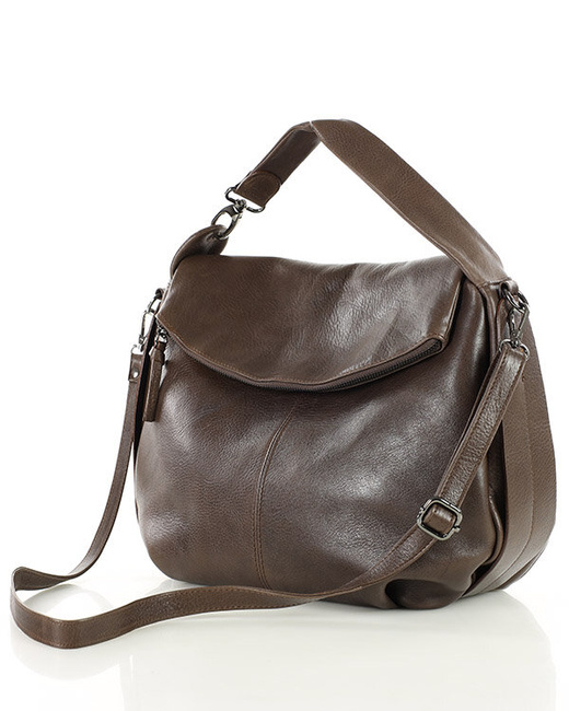 Luksusowa torebka do ręki skórzana damska premium MARCO MAZZINI czekoladowy brąz