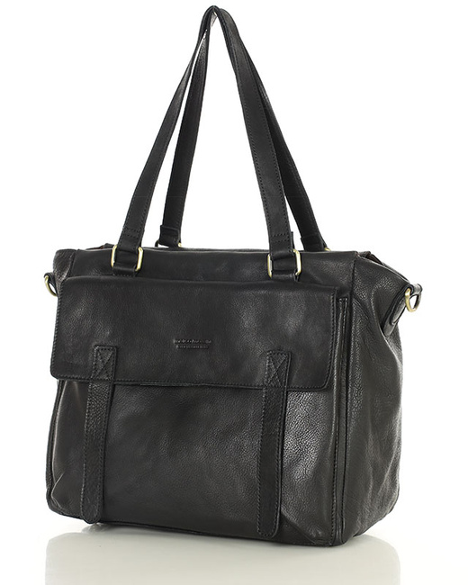 Torba skórzana shopper biznesowy z przegrodą - MARCO MAZZINI czarny