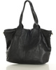 Czarna torebka skórzana na ramię shopper na długich rączkach - MARCO MAZZINI