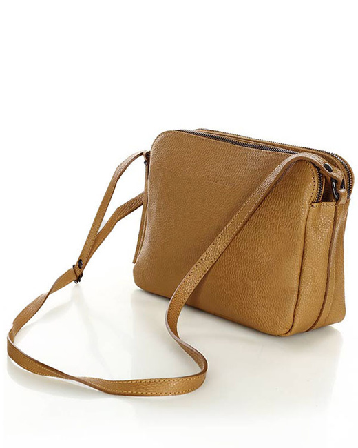 Torebka skórzana crossbody listonoszka dwie komory - MARCO MAZZINI brąz camel