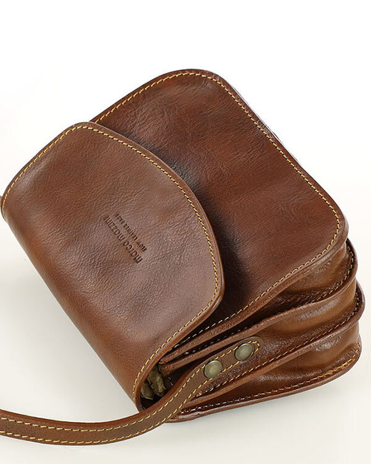 Torba skórzana przez ramię made in Toscana - MARCO MAZZINI brązowa