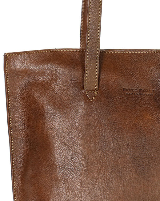 Torebka damska shopper uszlachetniona skóra włoska - MARCO MAZZINI brązowa