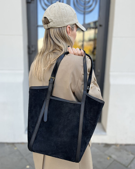 Torebka damska worek hobo bag skóra naturalna - MARCO MAZZINI czarna