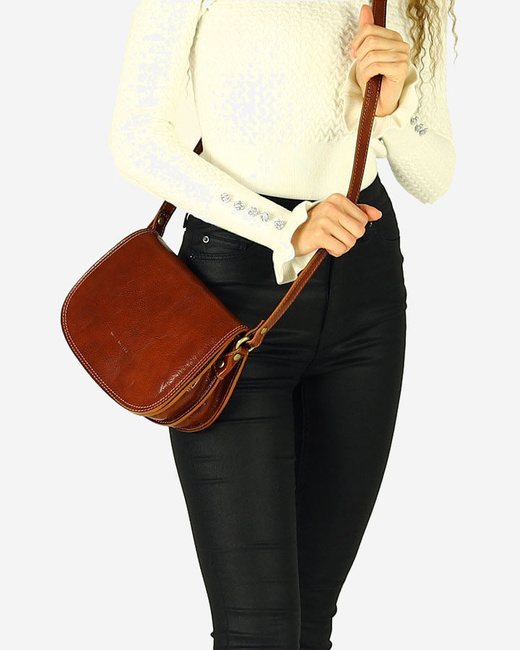 Włoska listonoszka damska skóra naturalna MARCO MAZZINI - Cremona camel