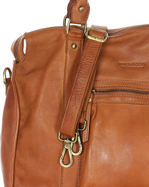 Torebka skórzany kuferek vintage old pelle MARCO MAZZINI brąz camel