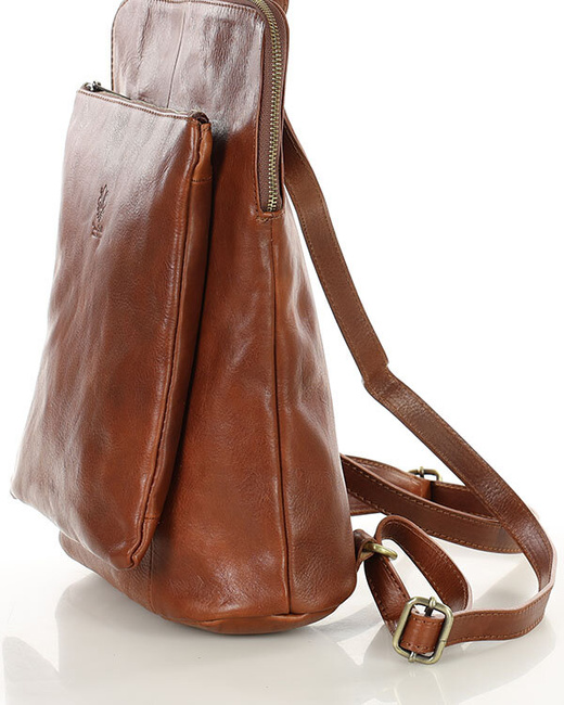 Elegancki plecak damski skórzany premium MARCO MAZZINI brązowy