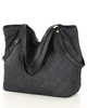 Duża torebka pleciona shopperka ze skóry - MARCO MAZZINI czarna