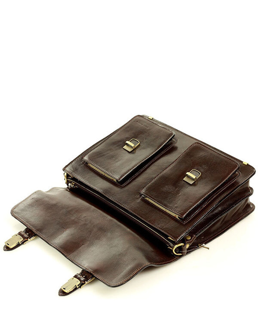 Teczka męska vintage handmade MARCO MAZZINI - skóra naturalna - CIRO Classic ciemny brąz