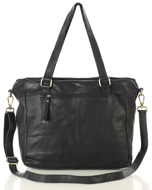 Torba skórzana shopper biznesowy z przegrodą - MARCO MAZZINI czarny