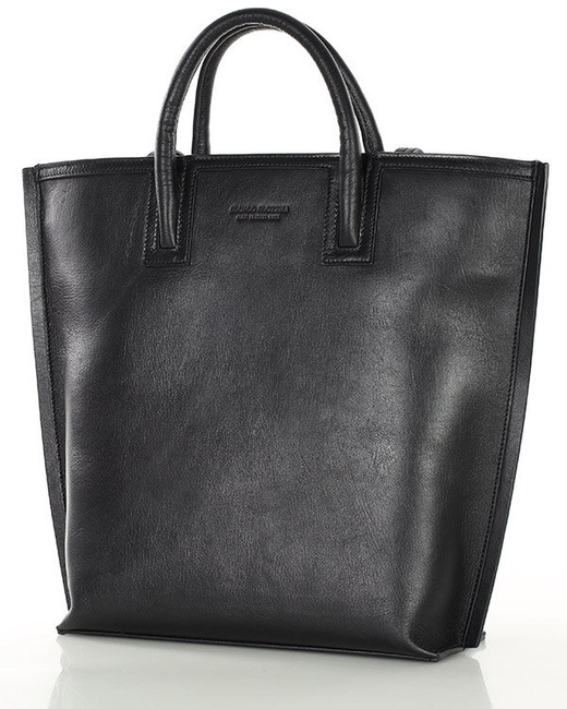 Ekskluzywna torba shopper do pracy skórzana premium MARCO MAZZINI czarna