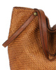 Duża torebka pleciona shopperka ze skóry - MARCO MAZZINI camelowa