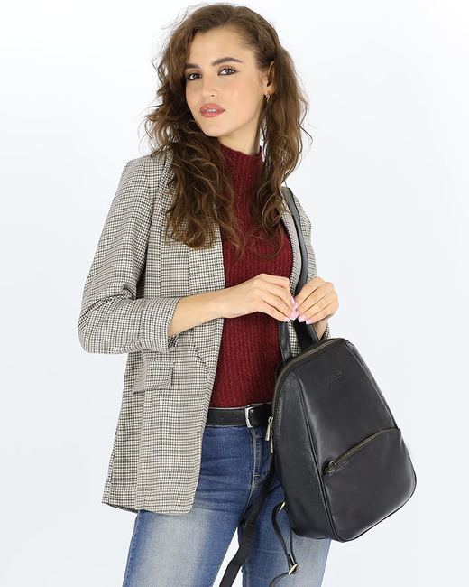 Elegancki plecak damski skórzany miejski minimalizm - MARCO MAZZINI czarny