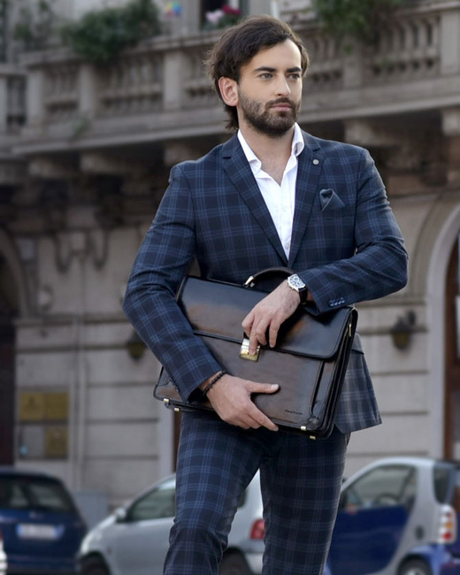 Teczka męska skórzana MARCO MAZZINI handmade - ROBERTO Classic czarna