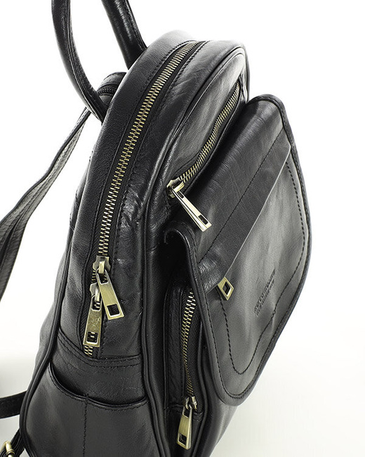 Plecak skórzany damski perfekcyjna organizacja - MARCO MAZZINI czarny