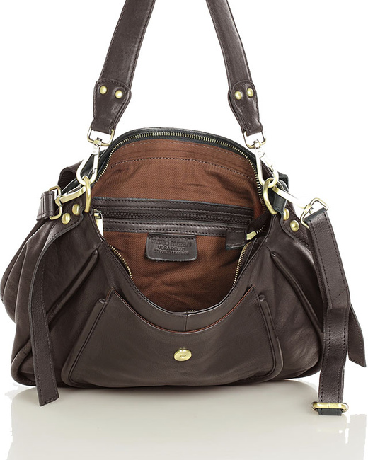 Saddle bag skórzana torebka damska na ramię - MARCO MAZZINI czekoladowy brąz