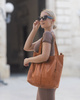 Miękka torba typu shopper skórzana na ramię - MARCO MAZZINI - brąz camel