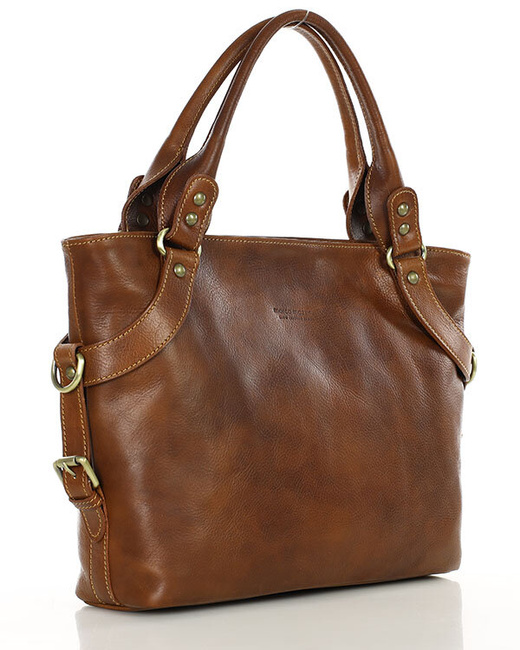 Torebka biznesowa damska kuferek skórzany premium bag - MARCO MAZZINI brązowy