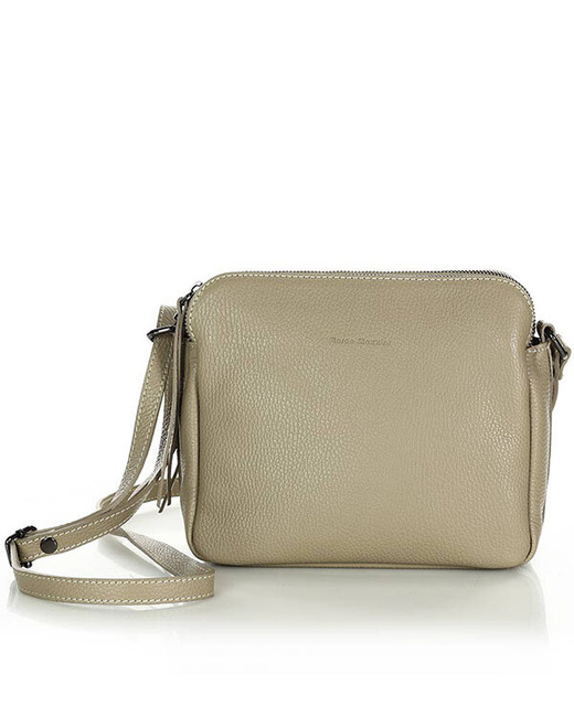 Torebka skórzana crossbody listonoszka dwie komory - MARCO MAZZINI beż cappuccino