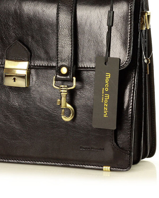 Teczka męska skórzana MARCO MAZZINI handmade - ROBERTO Classic czarna