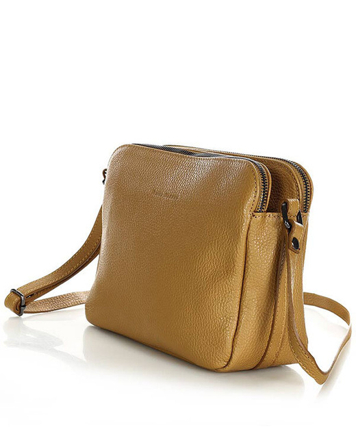 Torebka skórzana crossbody listonoszka dwie komory - MARCO MAZZINI brąz camel
