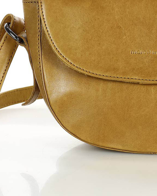 Torebka damska półokrągła listonoszka skórzana MARCO MAZZINI brąz camel