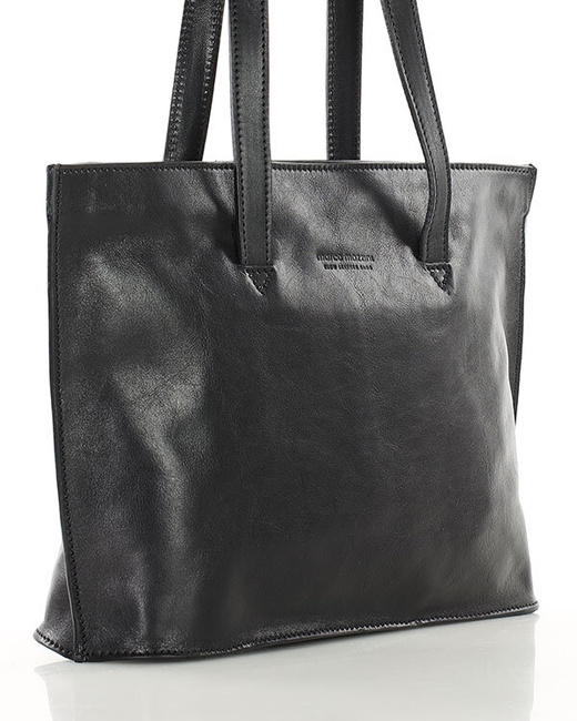 Duża torba shopperka biznesowa damska skórzana - MARCO MAZZINI czarna