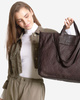 Torba damska pleciona shopper & shoulder leather bag - MARCO MAZZINI brąz caffe