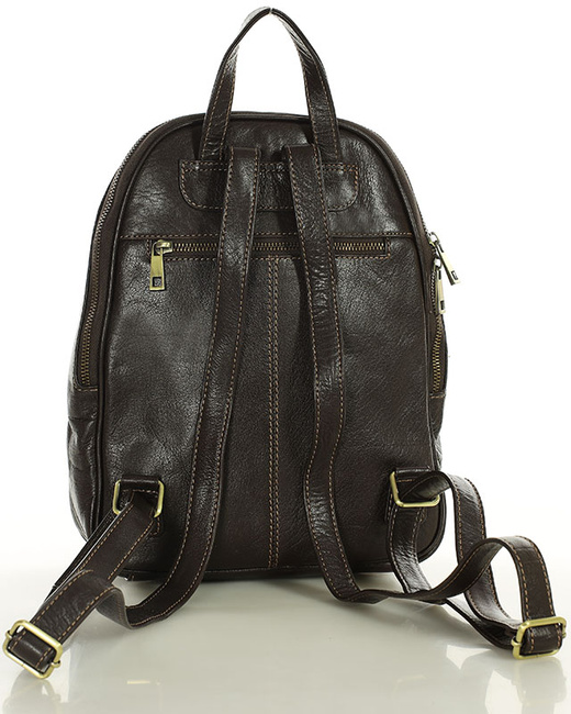 Elegancki plecak damski skórzany miejski minimalizm - MARCO MAZZINI brąz whisky