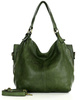 Torba skórzana wysokogatunkowa na ramię styl miejski shoulder leather bag - MARCO MAZZINI zielona