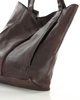Miękka torba typu shopper skórzana na ramię - MARCO MAZZINI - ciemny brąz