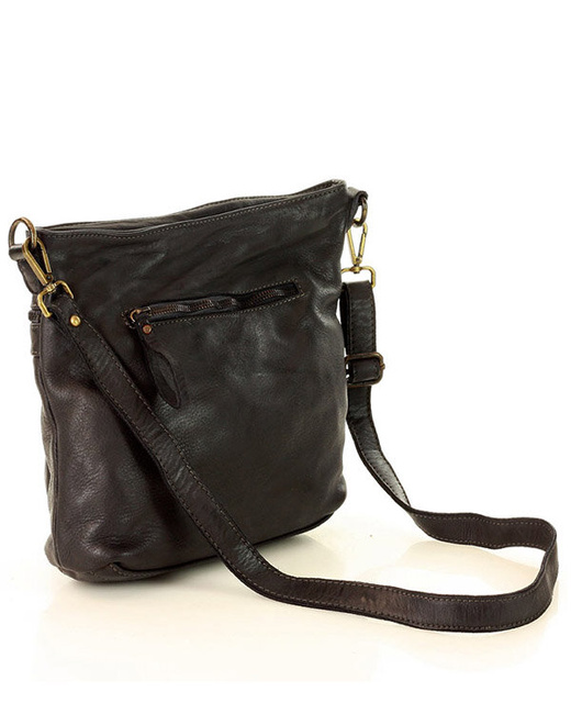 Torebka skórzana funkcjonalna listonoszka z kieszeniami old pelle classica lavata - MARCO MAZZINI czarny