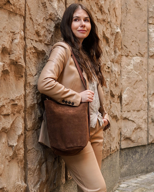 Torebka damska worek hobo bag skóra naturalna - MARCO MAZZINI czarna