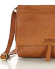 Torebka skórzana listonoszka damska messenger bag - MARCO MAZZINI brąz koniak
