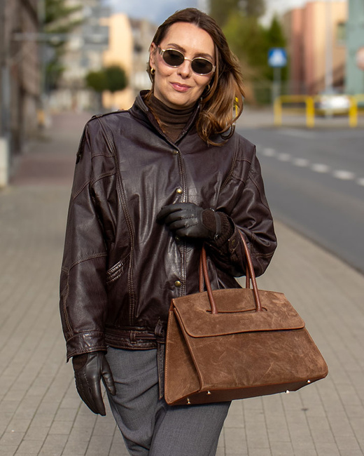 Torebka damska worek hobo bag skóra naturalna - MARCO MAZZINI czarna
